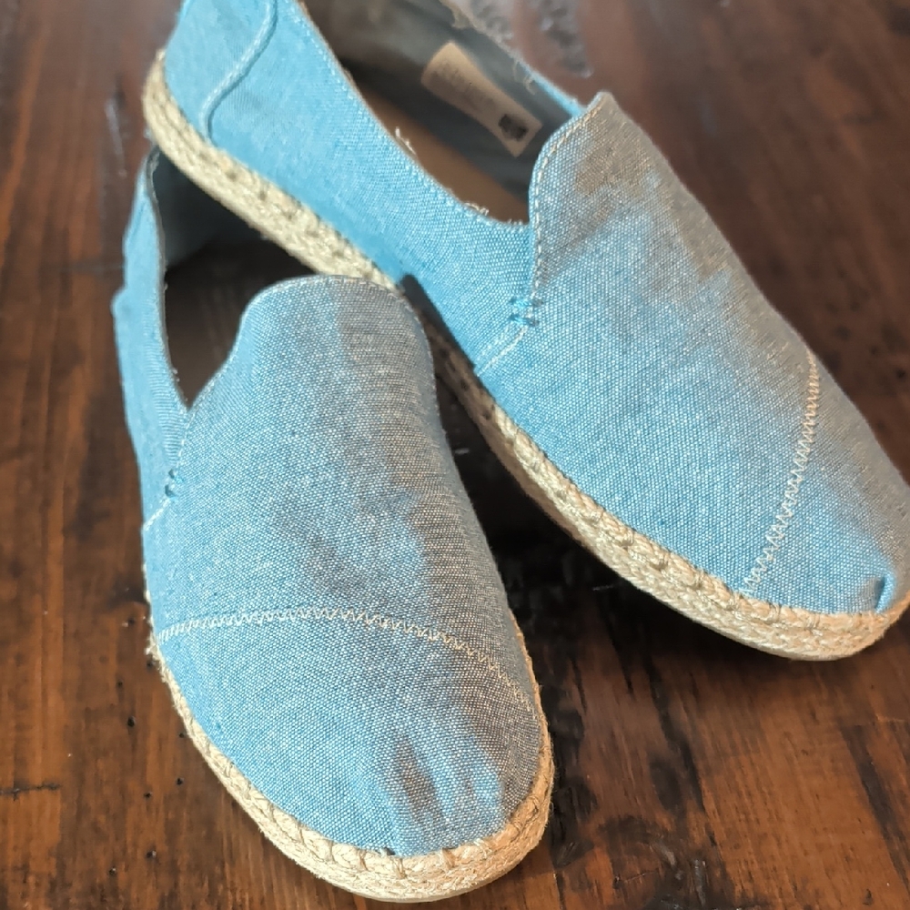 Toms Light Blue Denim Alpargata Espadrille Slip-on Flats Size 8